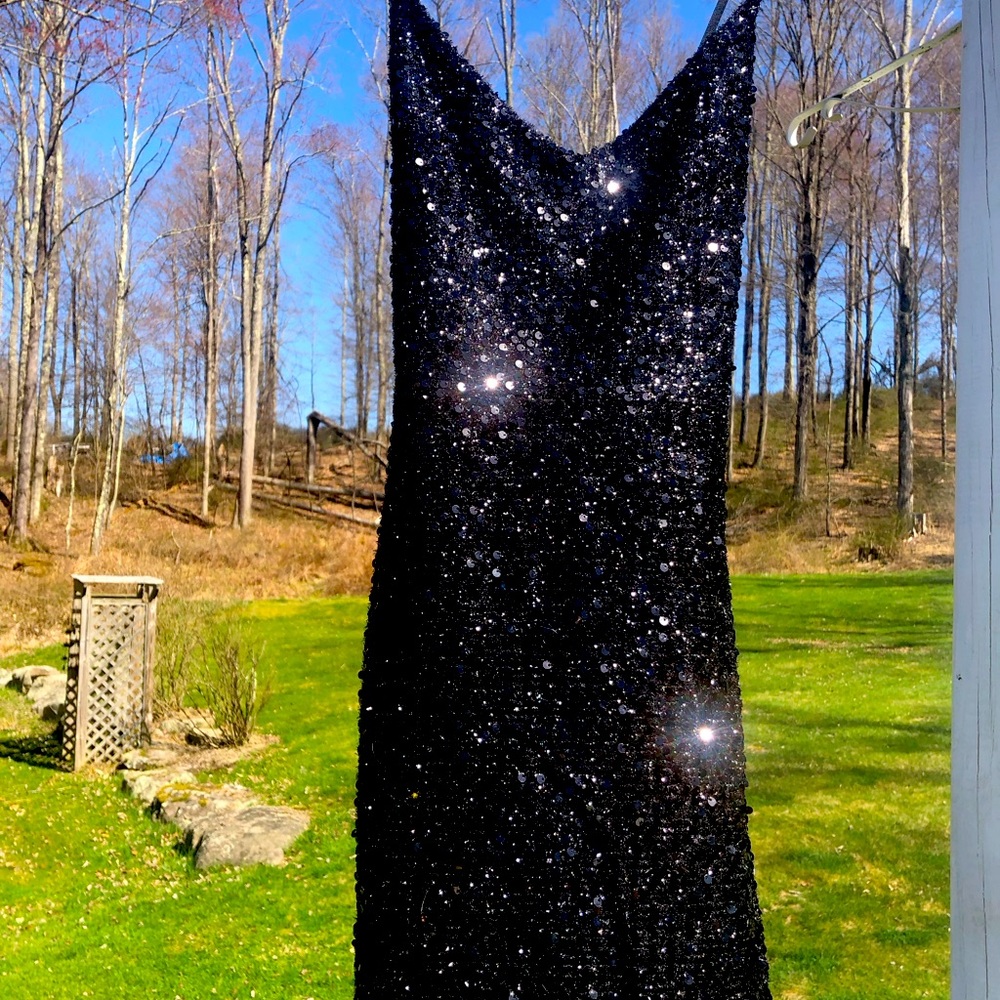 Super sexy,chic sequined little black dress.Weddings, hot date,true SHOWSTOPPER!